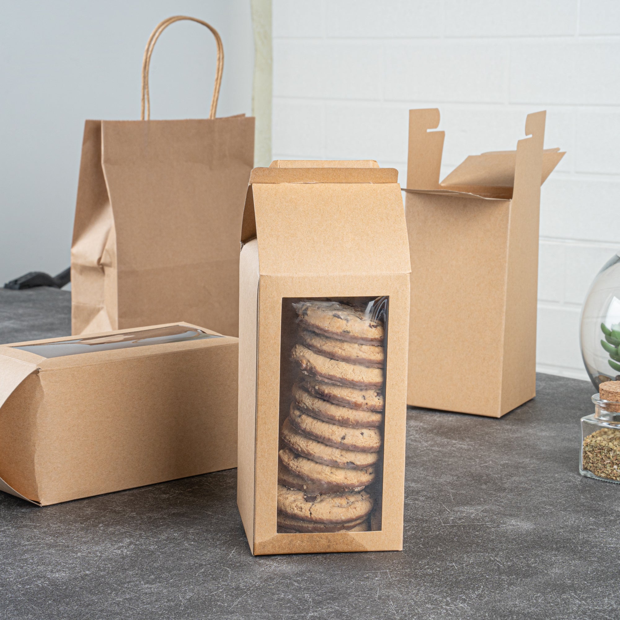 Sweet Vision Kraft Paper Tote Box - Tapered - 3 1/2" x 3 1/2" x 8 1/2" - 100 count box