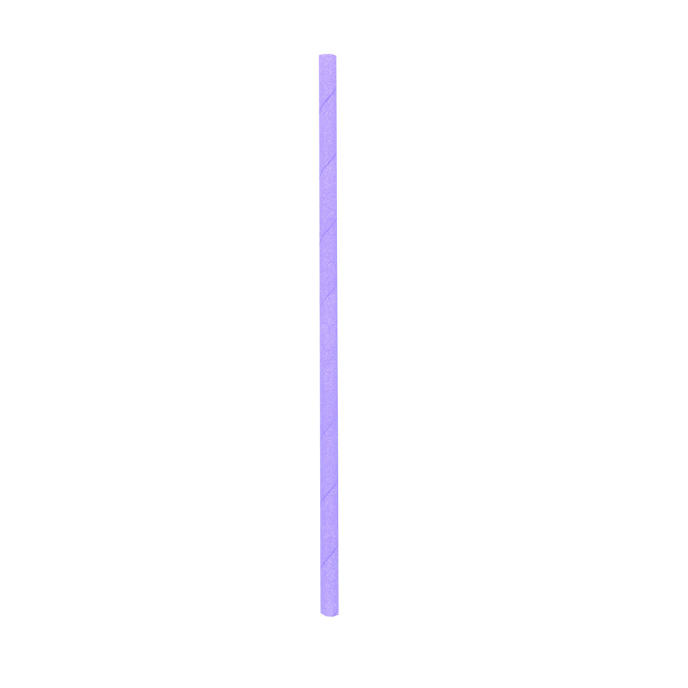 Bev Tek Lilac Paper Straw - Biodegradable, 6mm - 7 3/4" - 100 count box