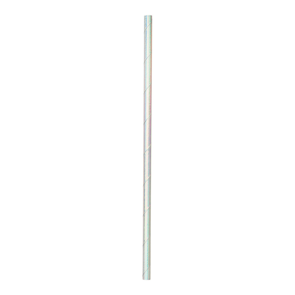 Bev Tek Metallic Ice Blue Paper Straw - 6mm - 7 3/4" - 100 count box