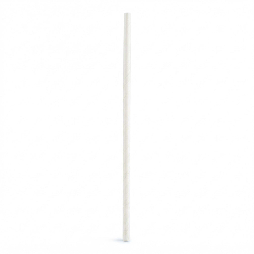 Bev Tek White Paper Straw - Wrapped, Biodegradable, 6mm - 7 3/4" - 1000 count box