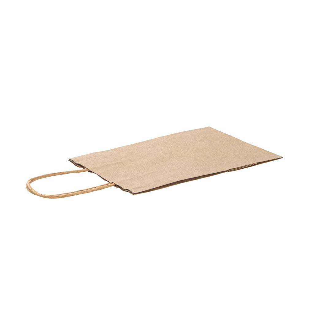 Saving Nature Kraft Paper Small Retail Bag - with Handles - 6" x 3 1/4" x 8 1/4" - 100 count box