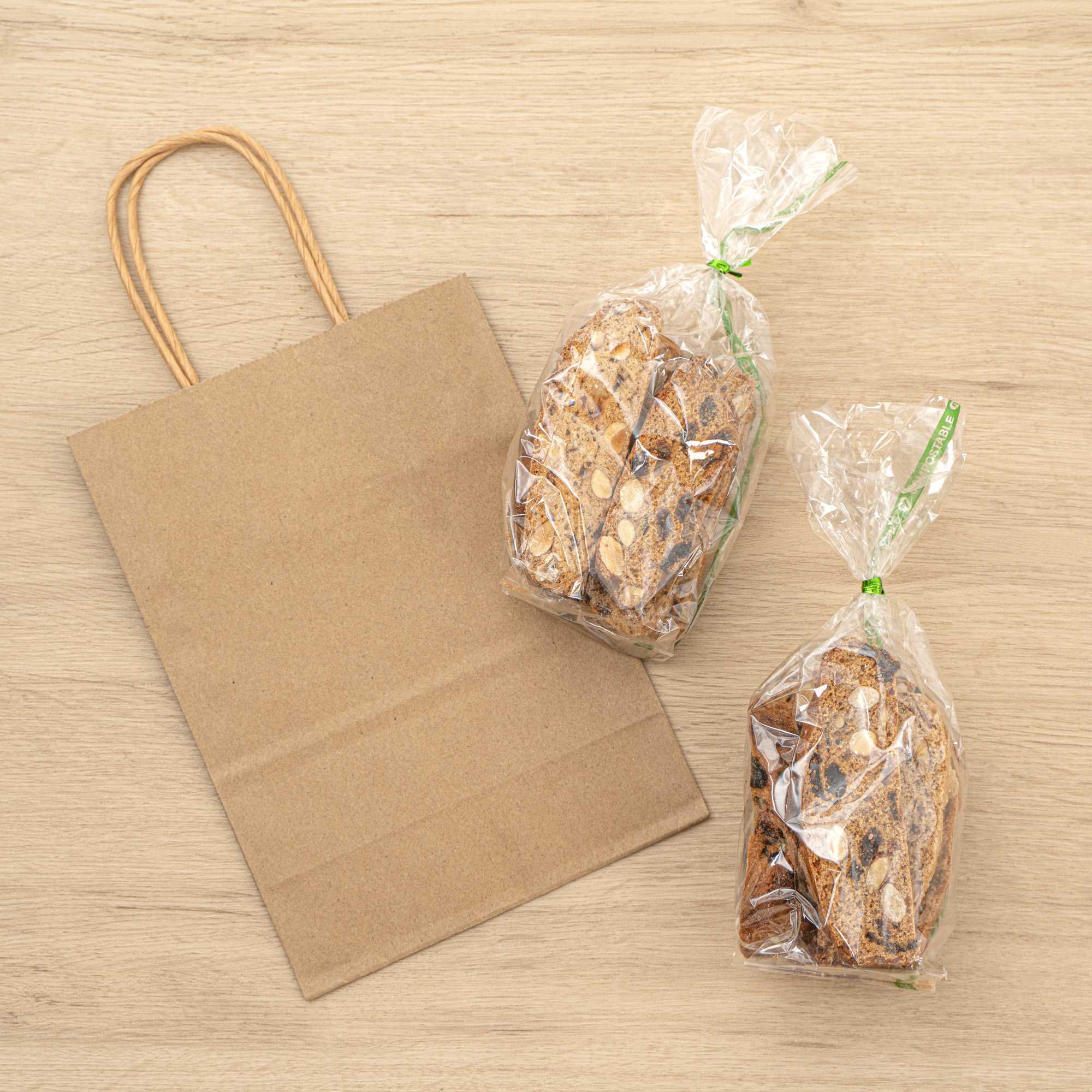 Saving Nature Kraft Paper Small Retail Bag - with Handles - 6" x 3 1/4" x 8 1/4" - 100 count box