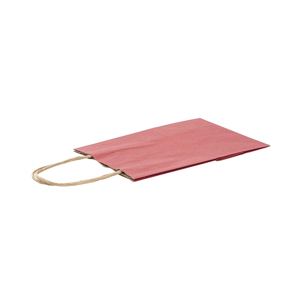 Saving Nature Red Paper Small Retail Bag - with Handles - 6" x 3 1/4" x 8 1/4" - 100 count box