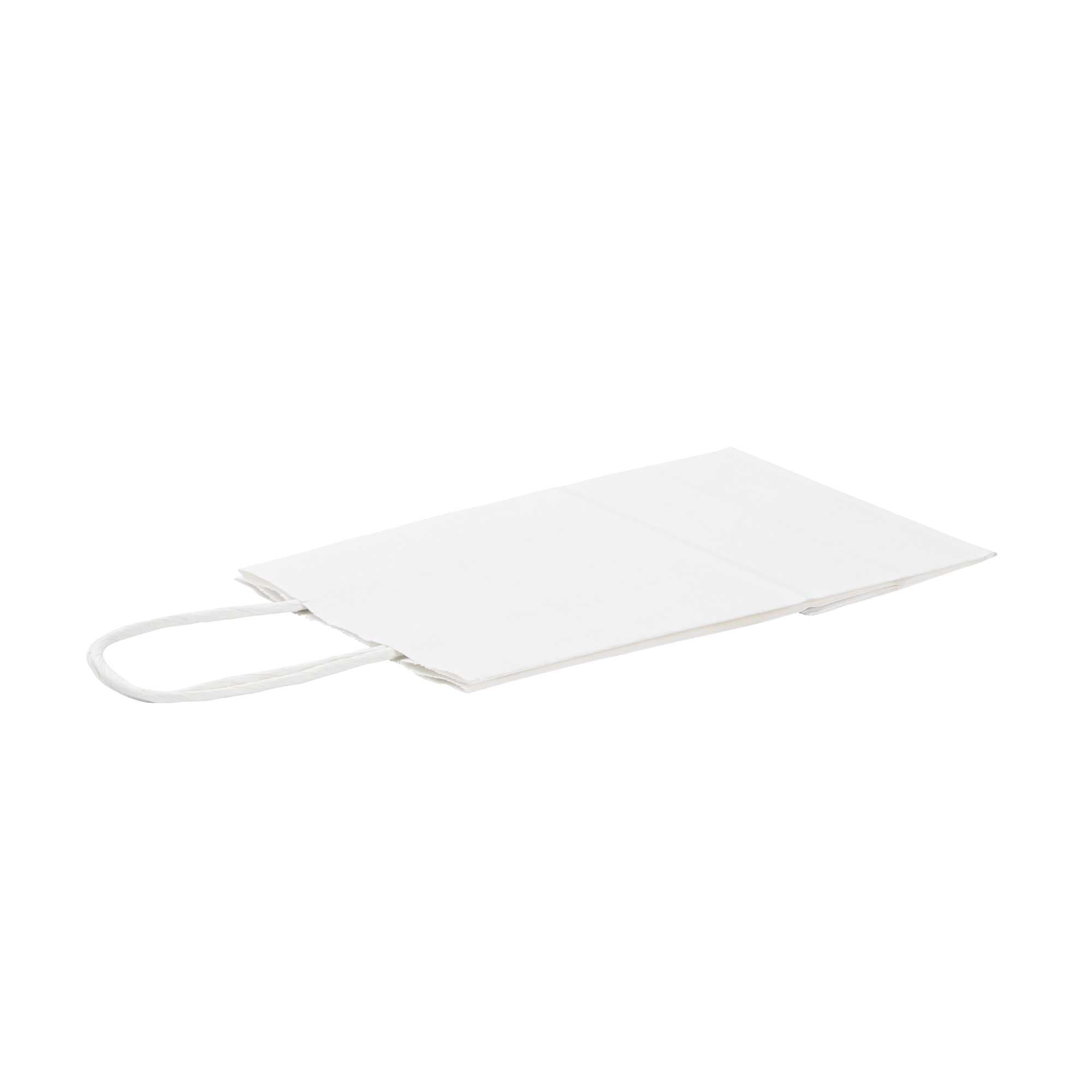 Saving Nature White Paper Small Retail Bag - with Handles - 6" x 3 1/4" x 8 1/4" - 100 count box