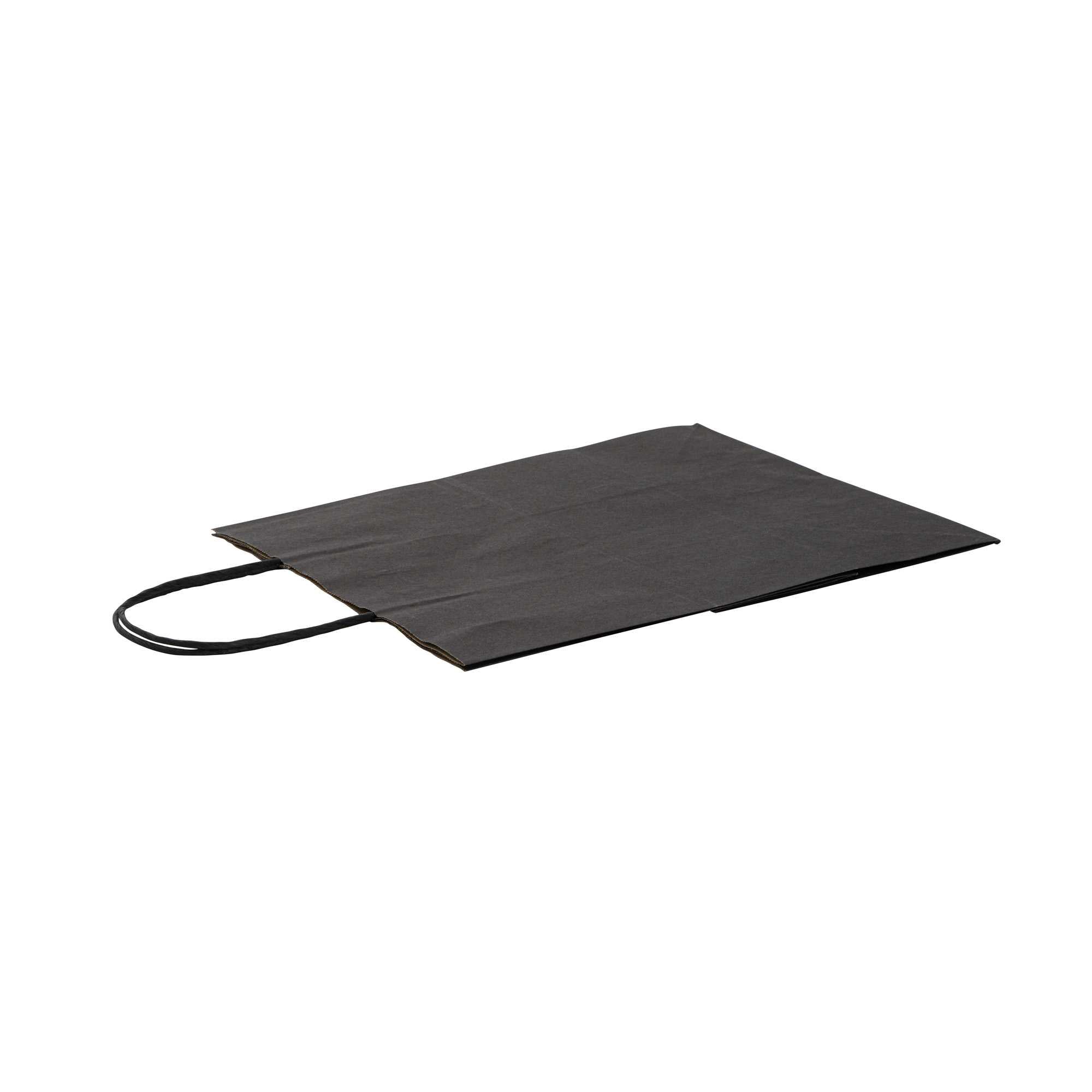 Saving Nature Black Paper Medium Retail Bag - with Handles - 10" x 6 3/4" x 12" - 100 count box
