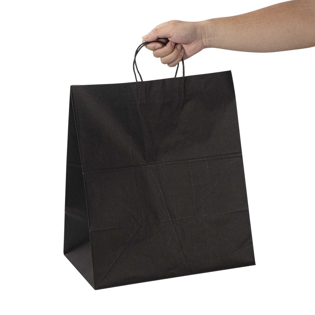 Saving Nature Black Paper Large Retail Bag - with Handles - 16" x 9 3/4" x 17 1/4" - 100 count box