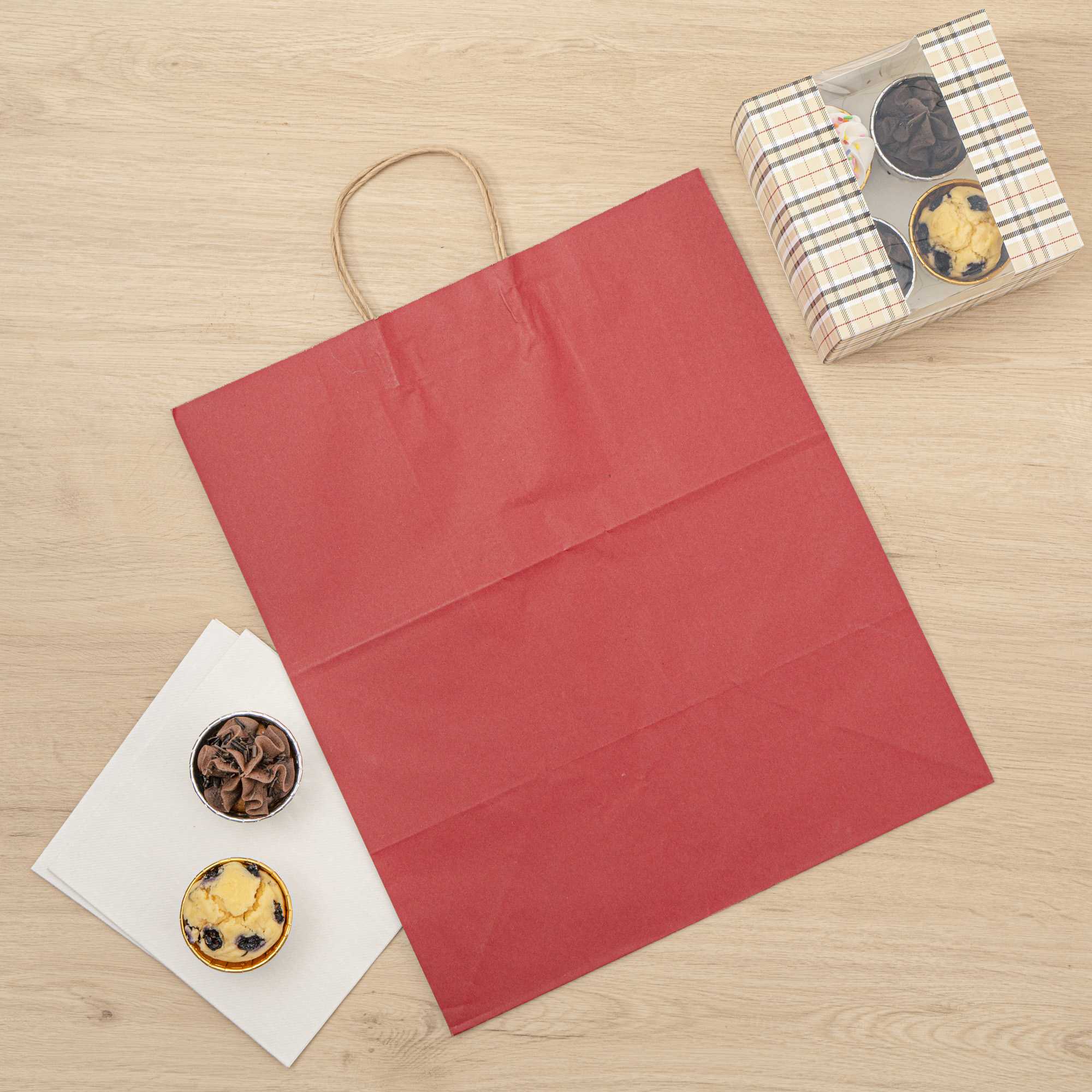 Saving Nature Red Paper Large Retail Bag - with Handles - 16" x 9 3/4" x 17 1/4" - 100 count box