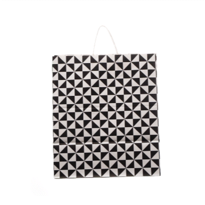 Vogue White Paper Large Shopping Bag - Black Geo Print, with Handles - 16" x 9 3/4" x 17 1/4" - 100 count box