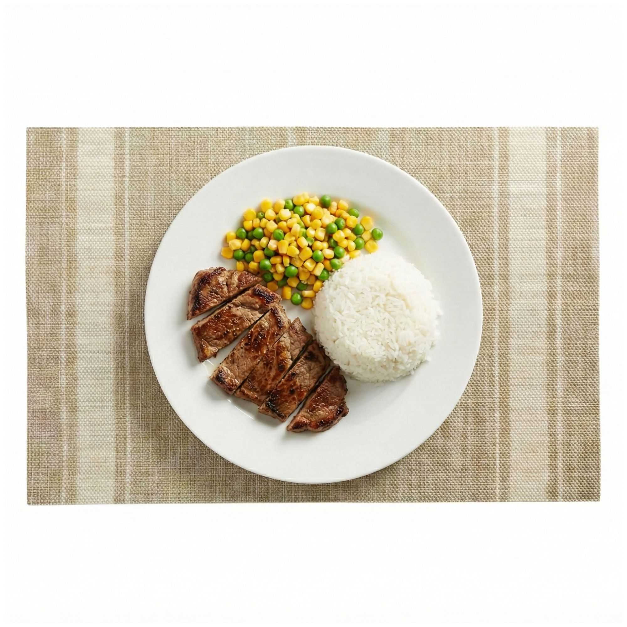 French Countryside Khaki Vinyl Woven Placemat - with Eggshell Stripe - 16" x 12" - 6 count box