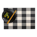 Carmel Mesh Black and White Vinyl Woven Placemat - Large Gingham - 16" x 12" - 6 count box