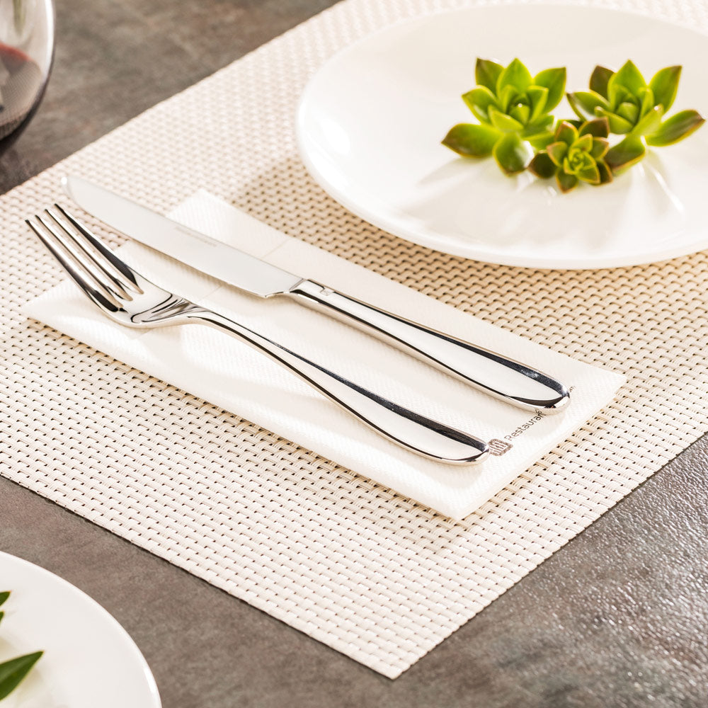 Amalfi Basketweave White Pearl Vinyl Woven Placemat - 16" x 12" - 6 count box