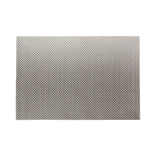 Amalfi Basketweave Metallic Silver Vinyl Woven Placemat - 16" x 12" - 6 count box