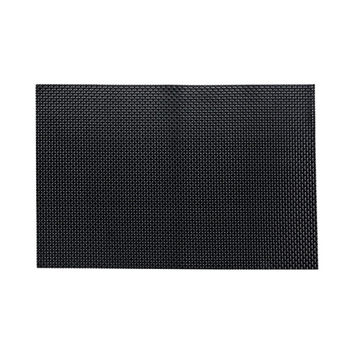 Amalfi Basketweave Black Vinyl Woven Placemat - 16" x 12" - 6 count box