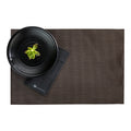 Amalfi Basketweave Dark Mahogany Vinyl Woven Placemat - 16" x 12" - 6 count box