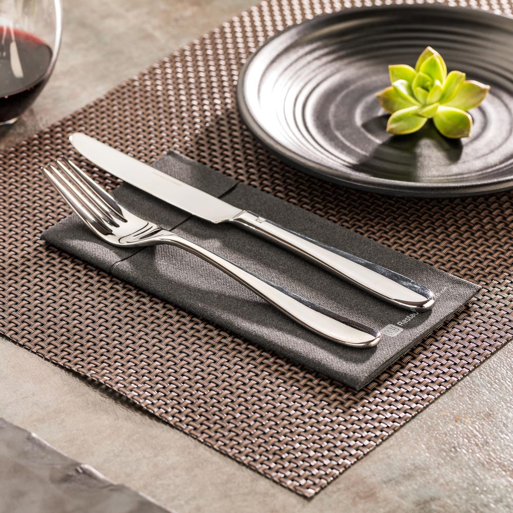 Amalfi Basketweave Dark Mahogany Vinyl Woven Placemat - 16" x 12" - 6 count box