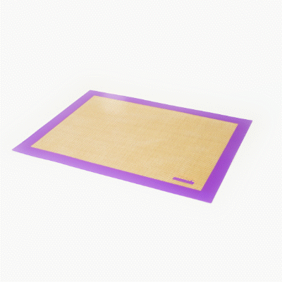 Pastry Tek Rectangle Tan and Purple Silicone Half Size Baking Mat - Allergen Safe, Color-Coded - 11 3/4" x 15 3/4" - 1 count box