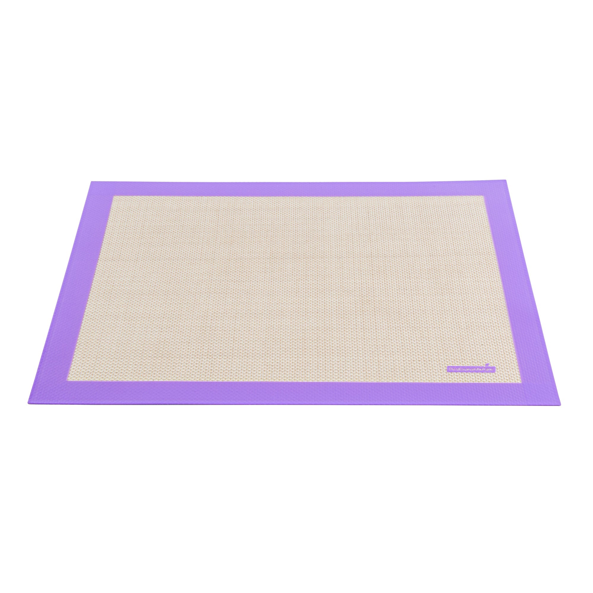 Pastry Tek Rectangle Tan and Purple Silicone Half Size Baking Mat - Allergen Safe, Color-Coded - 11 3/4" x 15 3/4" - 1 count box