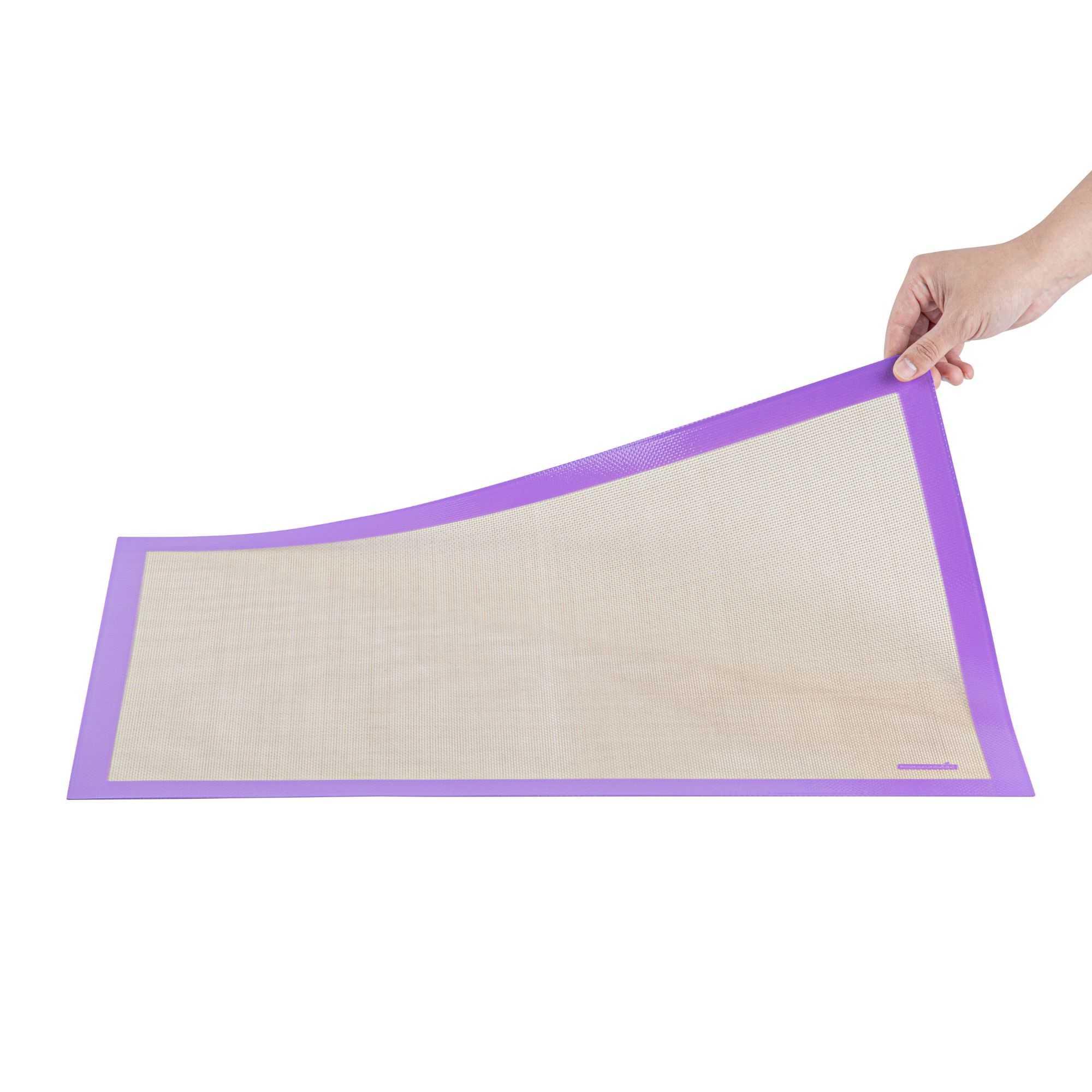 Pastry Tek Rectangle Tan and Purple Silicone Full Size Baking Mat - Allergen Safe, Color-Coded - 15 3/4" x 23 1/2" - 1 count box