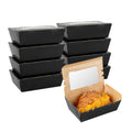 Cafe Vision 21 oz Black Paper Small Take Out Container - Hinge Lock - 6 1/4" x 4" x 1 3/4" - 50 count box