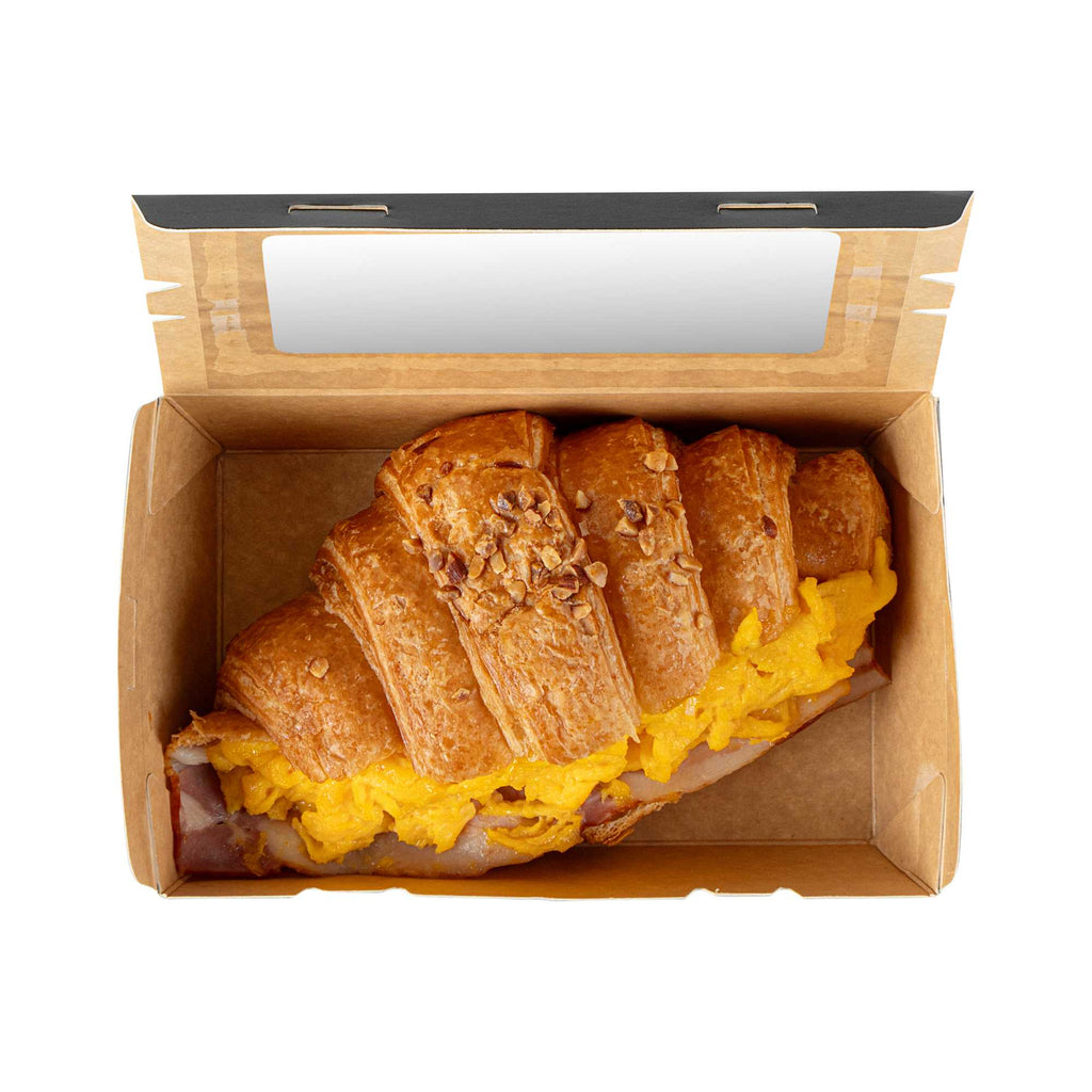 Cafe Vision 21 oz Black Paper Small Take Out Container - Hinge Lock - 6 1/4" x 4" x 1 3/4" - 50 count box