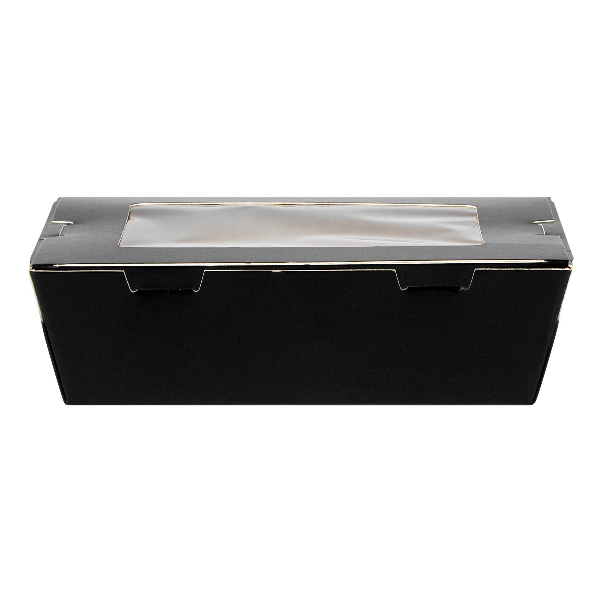 Cafe Vision 21 oz Black Paper Small Take Out Container - Hinge Lock - 6 1/4" x 4" x 1 3/4" - 200 count box