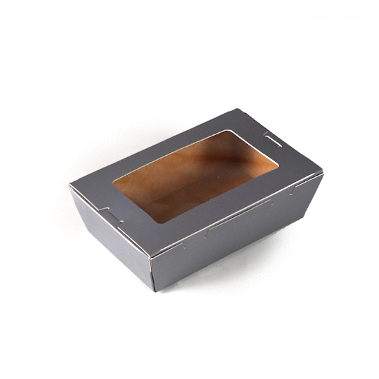 Cafe Vision 21 oz Gray Paper Take Out Container - Hinge Lock - 6 1/4" x 4" x 1 3/4" - 50 count box