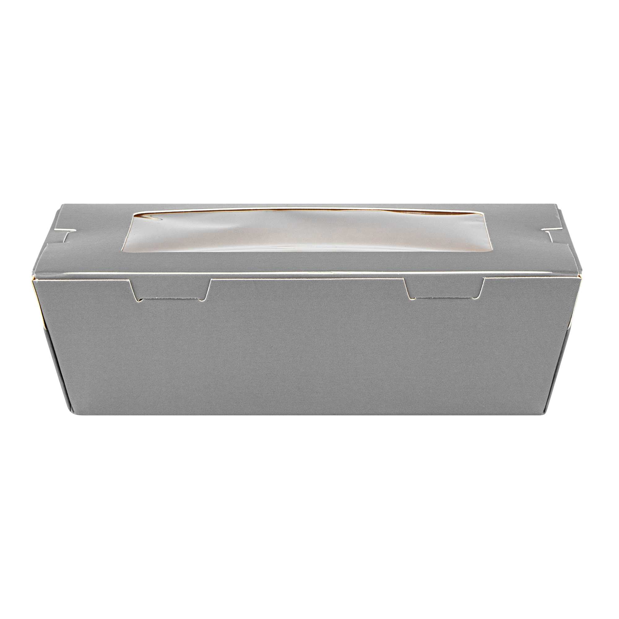 Cafe Vision 21 oz Gray Paper Take Out Container - Hinge Lock - 6 1/4" x 4" x 1 3/4" - 200 count box