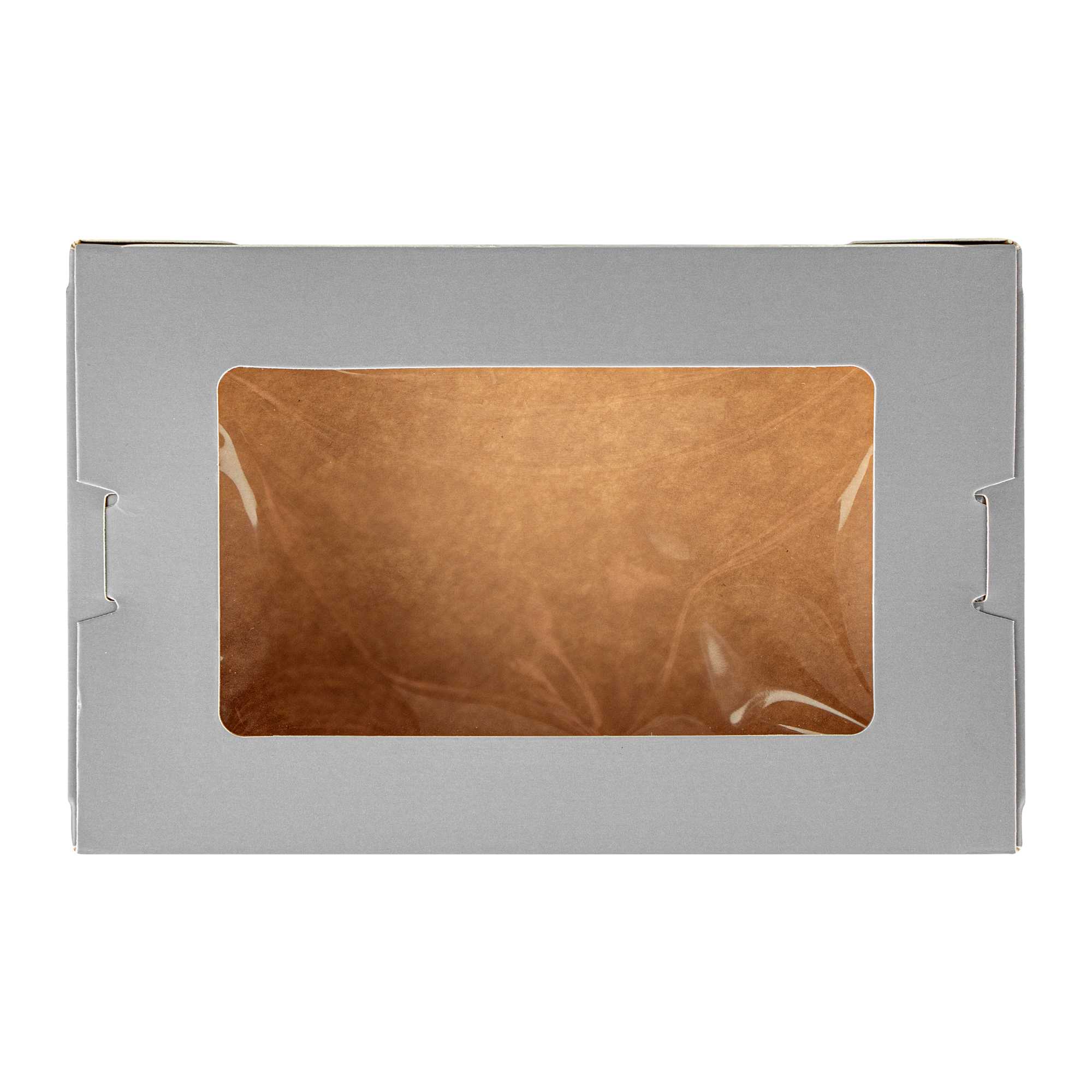 Cafe Vision 21 oz Gray Paper Take Out Container - Hinge Lock - 6 1/4" x 4" x 1 3/4" - 200 count box