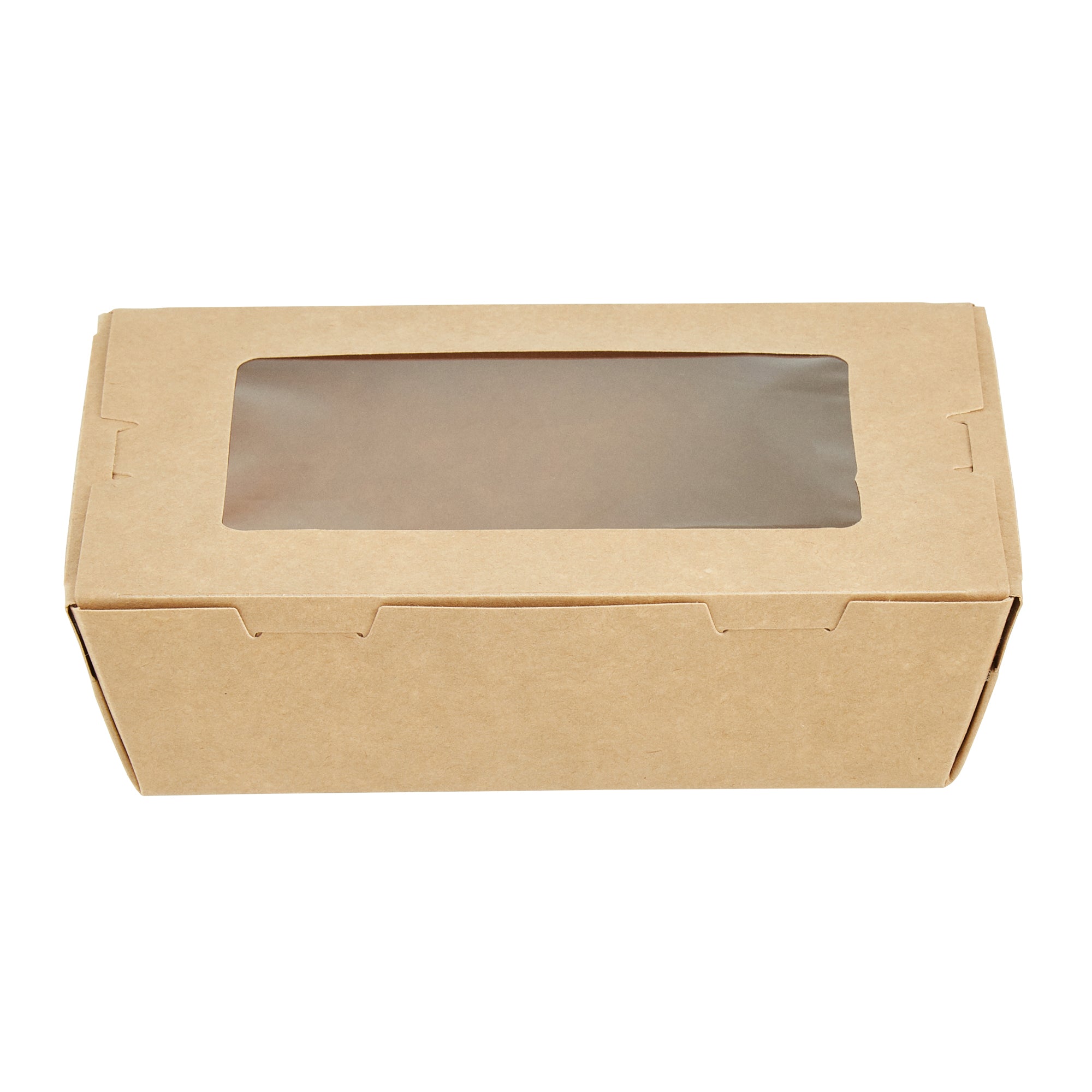 Cafe Vision 21 oz Kraft Paper Small Take Out Container - Hinge Lock - 6 1/4'' x 4'' x 1 3/4'' - 50 count box