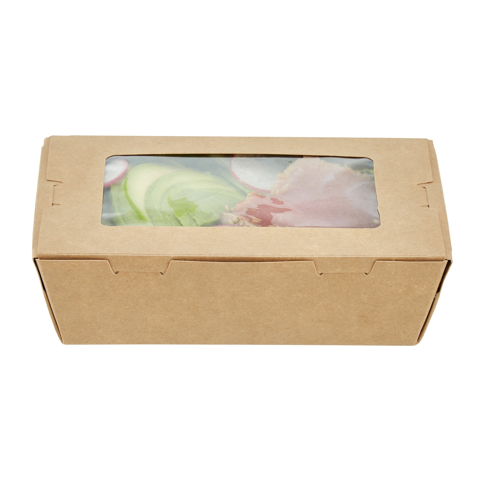 Cafe Vision 21 oz Kraft Paper Small Take Out Container - Hinge Lock - 6 1/4'' x 4'' x 1 3/4'' - 50 count box