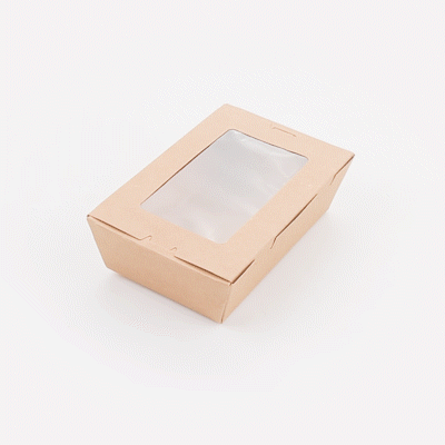 Cafe Vision 21 oz Kraft Paper Small Take Out Container - Hinge Lock - 6 1/4'' x 4'' x 1 3/4'' - 50 count box