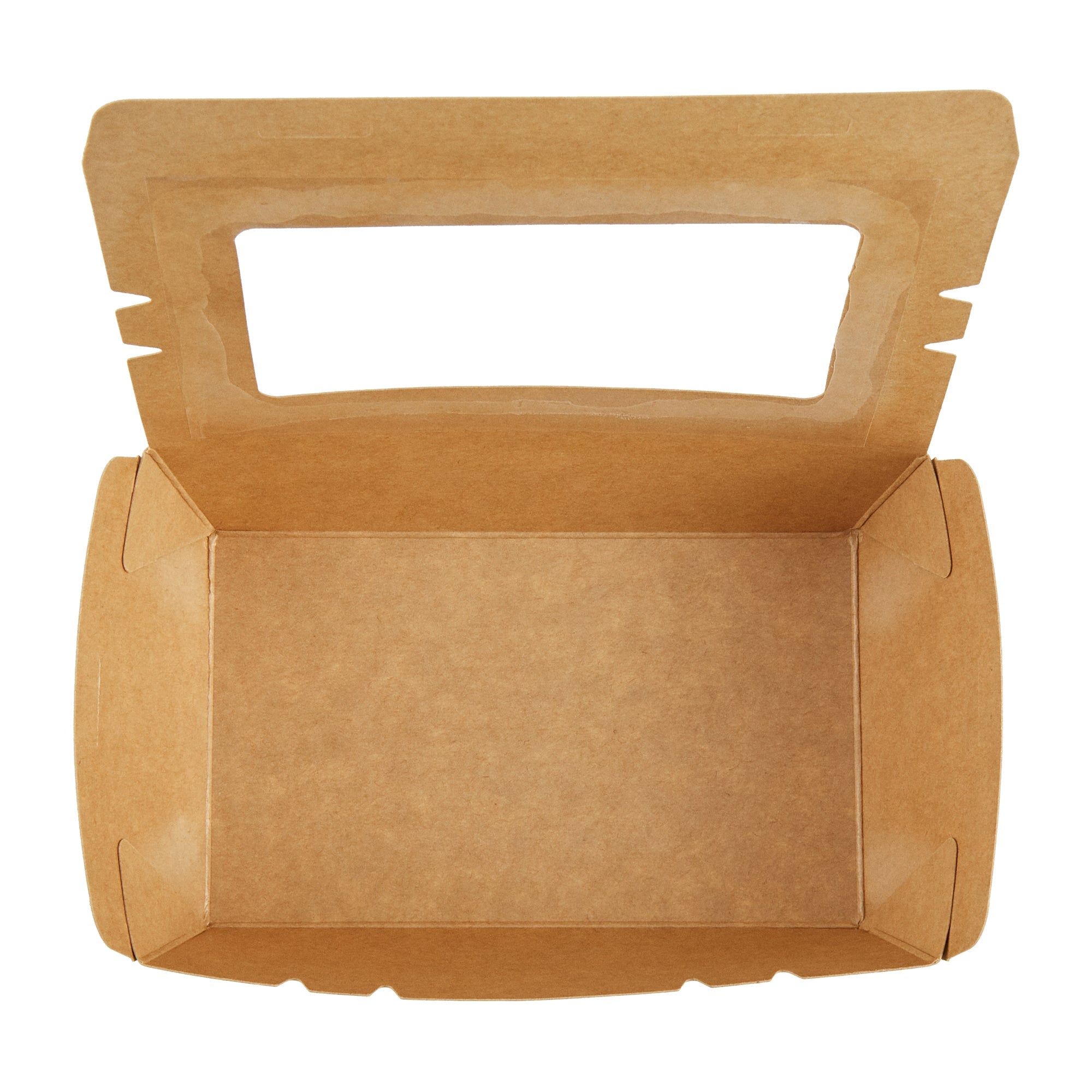 Cafe Vision 21 oz Kraft Paper Small Take Out Container - Hinge Lock - 6 1/4'' x 4'' x 1 3/4'' - 50 count box
