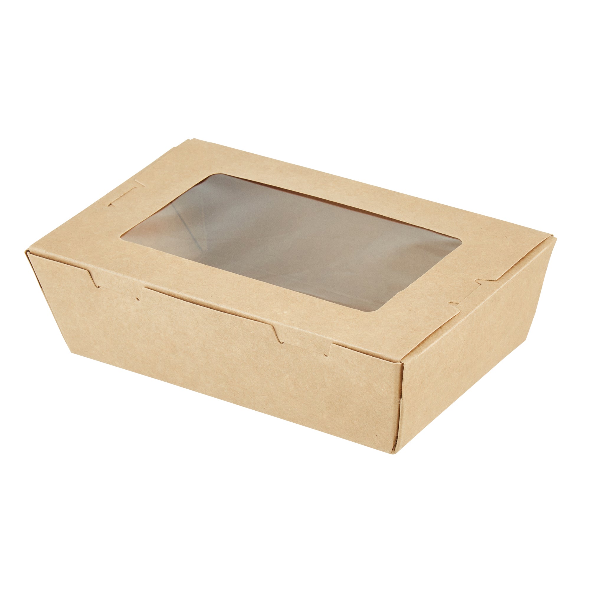 Cafe Vision 21 oz Kraft Paper Small Take Out Container - Hinge Lock - 6 1/4'' x 4'' x 1 3/4'' - 50 count box
