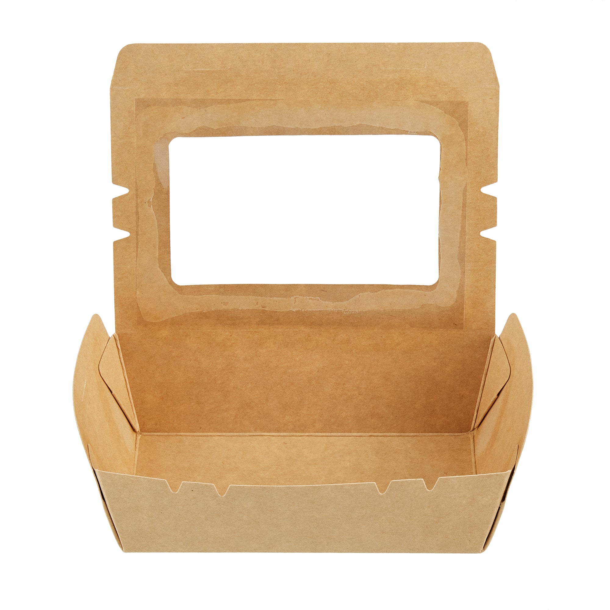 Cafe Vision 21 oz Kraft Paper Small Take Out Container - Hinge Lock - 6 1/4'' x 4'' x 1 3/4'' - 200 count box