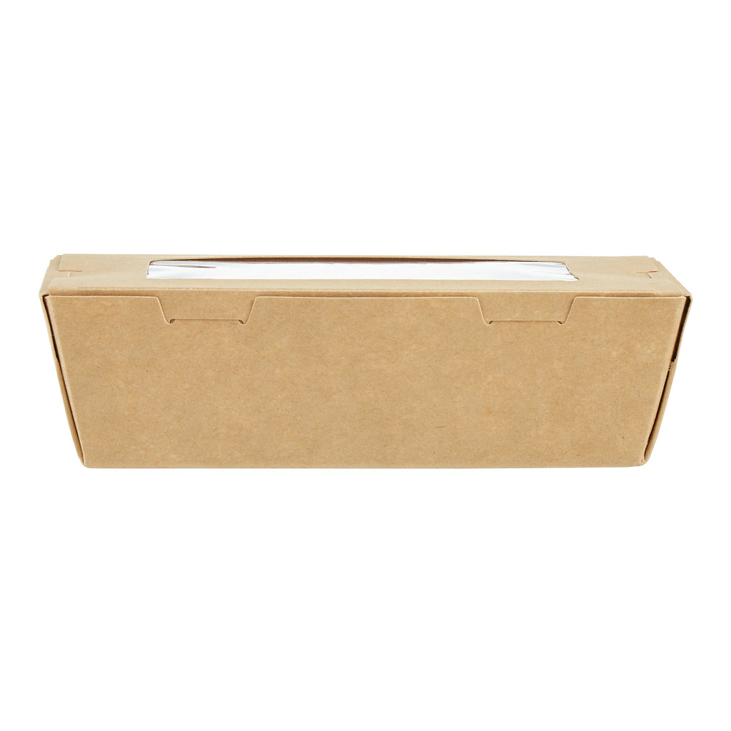 Cafe Vision 21 oz Kraft Paper Small Take Out Container - Hinge Lock - 6 1/4'' x 4'' x 1 3/4'' - 200 count box