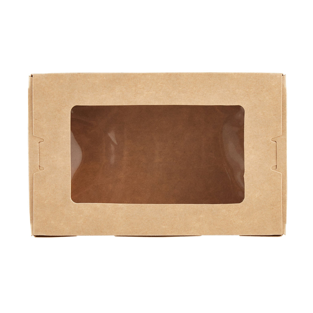 Cafe Vision 21 oz Kraft Paper Small Take Out Container - Hinge Lock - 6 1/4'' x 4'' x 1 3/4'' - 200 count box