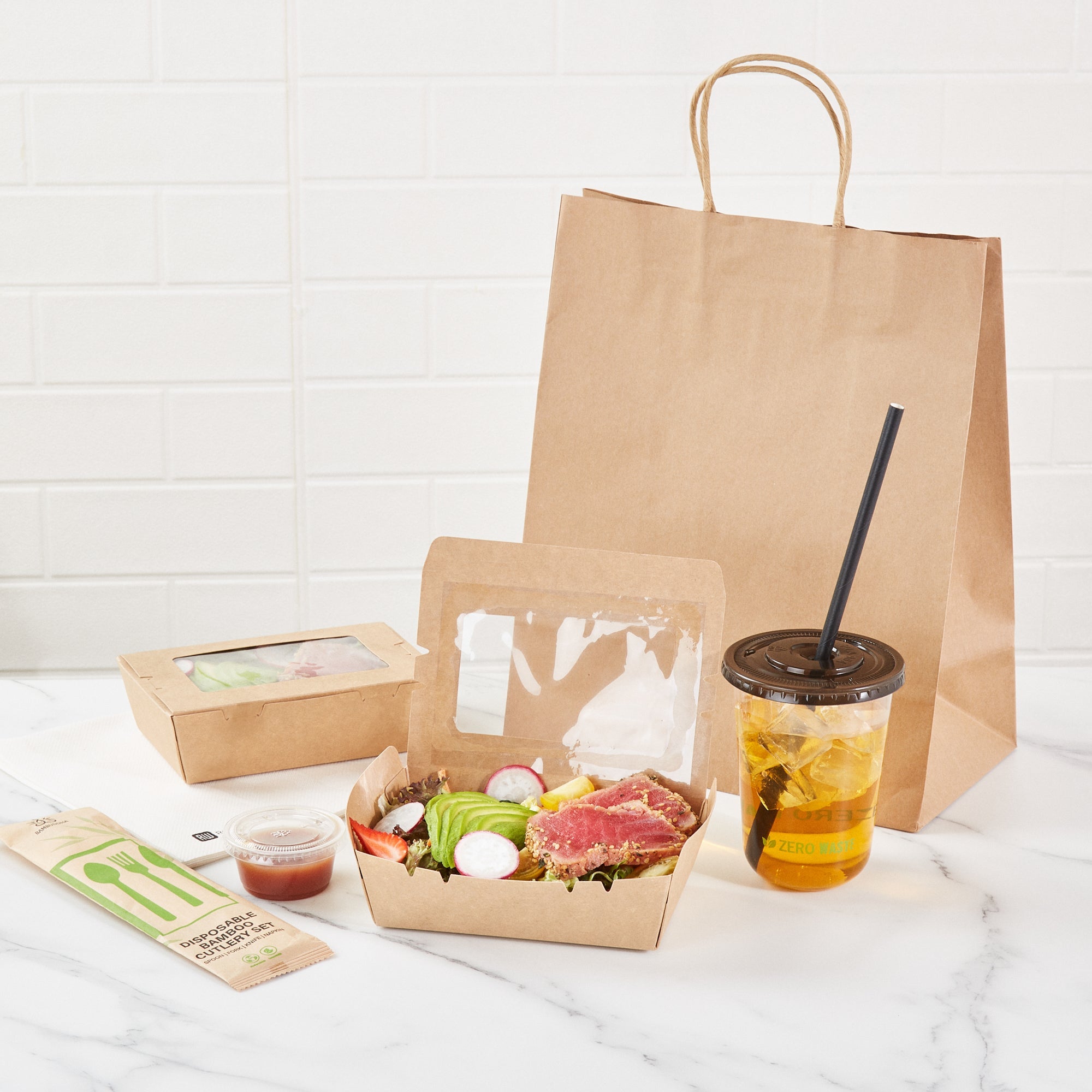 Cafe Vision 21 oz Kraft Paper Small Take Out Container - Hinge Lock - 6 1/4'' x 4'' x 1 3/4'' - 200 count box