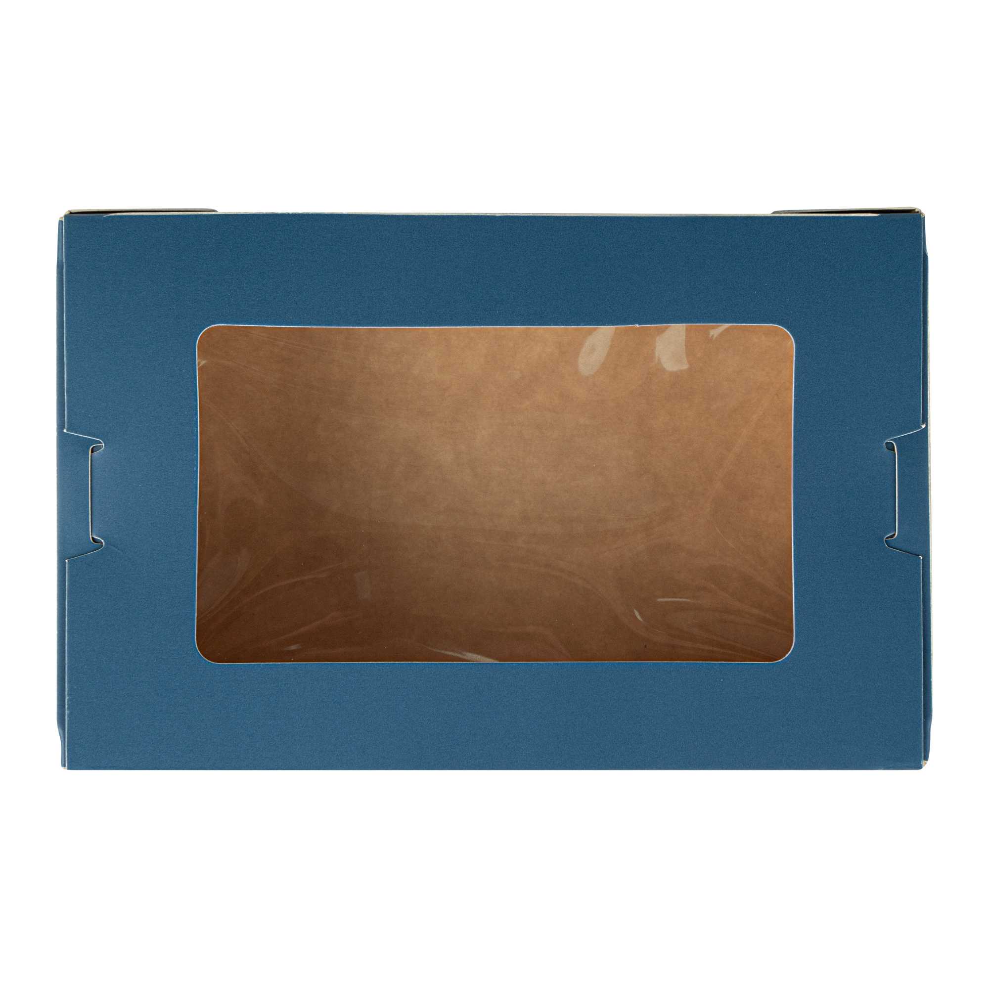 Cafe Vision 21 oz Midnight Blue Paper Small Take Out Container - Hinge Lock - 6 1/4" x 4" x 1 3/4" - 50 count box