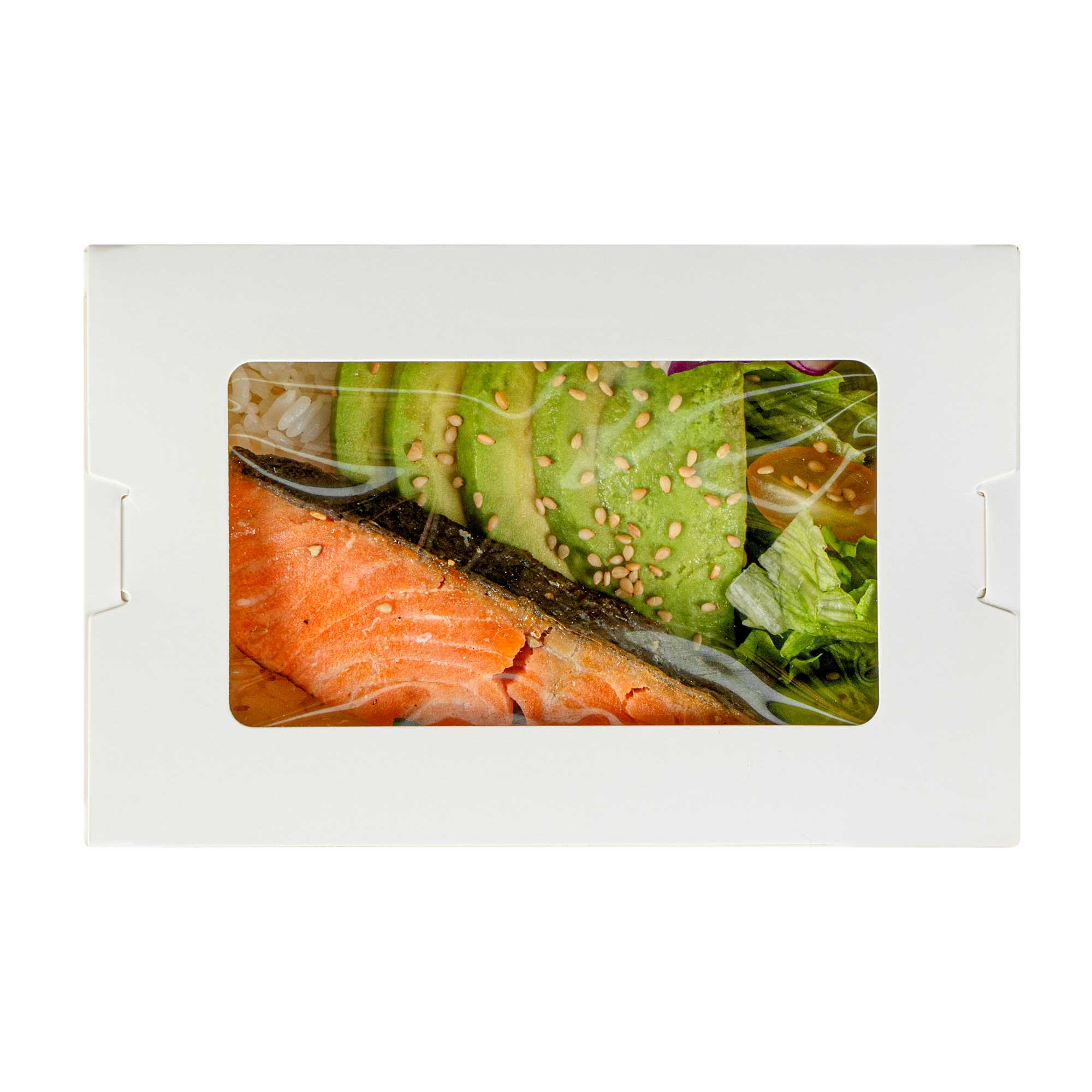 Cafe Vision 21 oz White Paper Small Take Out Container - Hinge Lock - 6 1/4" x 4" x 1 3/4" - 50 count box