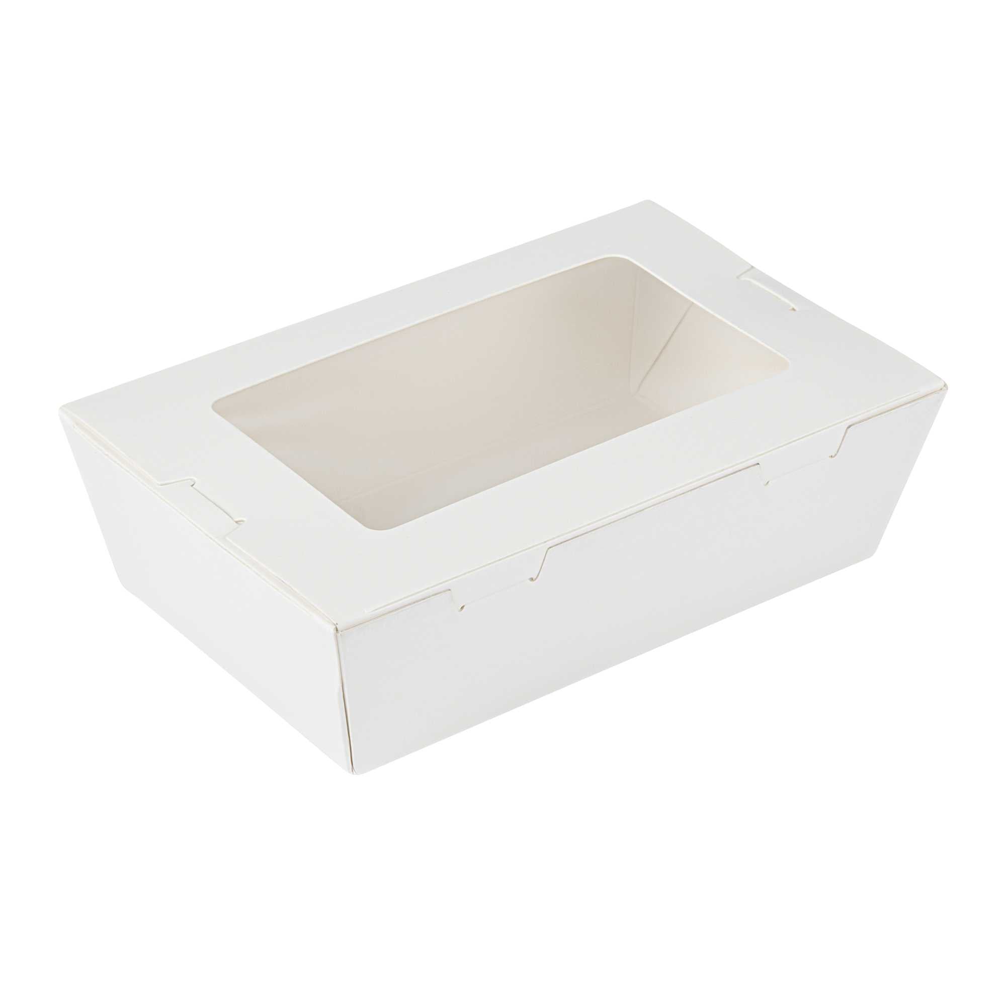 Cafe Vision 21 oz White Paper Small Take Out Container - Hinge Lock - 6 1/4" x 4" x 1 3/4" - 50 count box