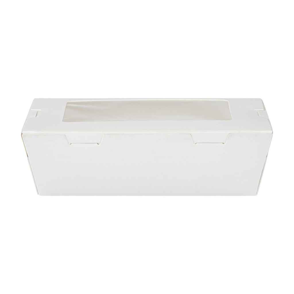 Cafe Vision 21 oz White Paper Small Take Out Container - Hinge Lock - 6 1/4" x 4" x 1 3/4" - 50 count box