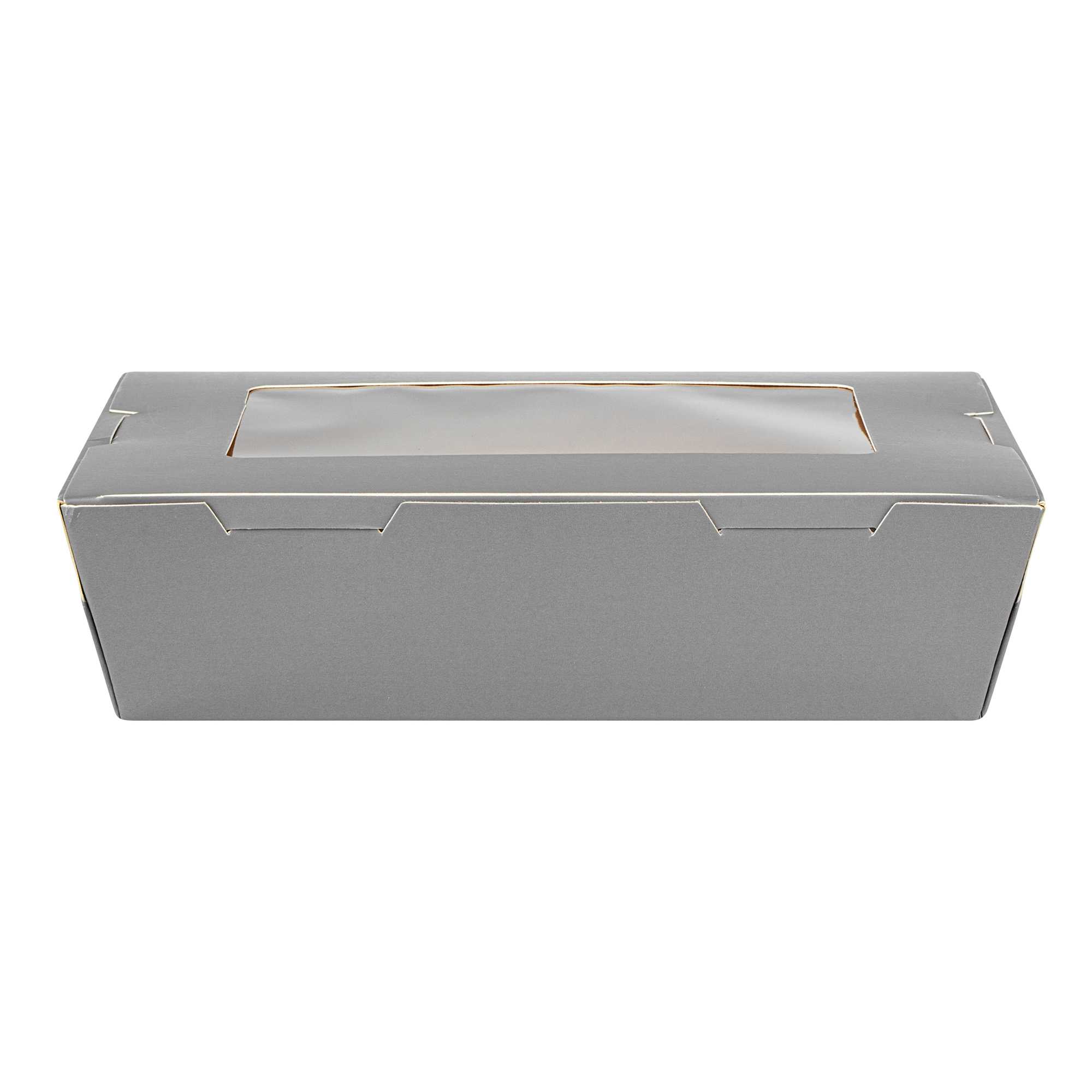 Cafe Vision 42 oz Gray Paper Take Out Container - Hinge Lock - 8" x 5 1/2" x 2" - 50 count box