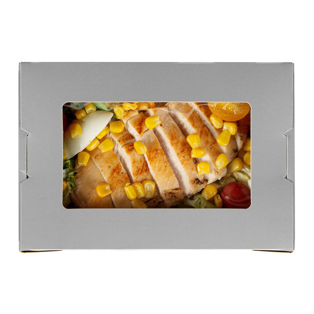 Cafe Vision 42 oz Gray Paper Take Out Container - Hinge Lock - 8" x 5 1/2" x 2" - 200 count box
