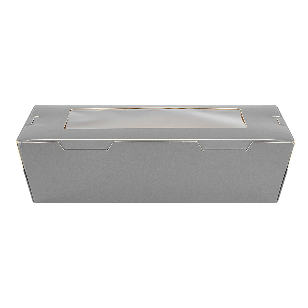 Cafe Vision 42 oz Gray Paper Take Out Container - Hinge Lock - 8" x 5 1/2" x 2" - 200 count box