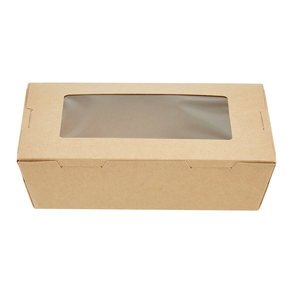 Cafe Vision 42 oz Kraft Paper Medium Take Out Container - Hinge Lock - 8'' x 5 1/2'' x 2'' - 200 count box