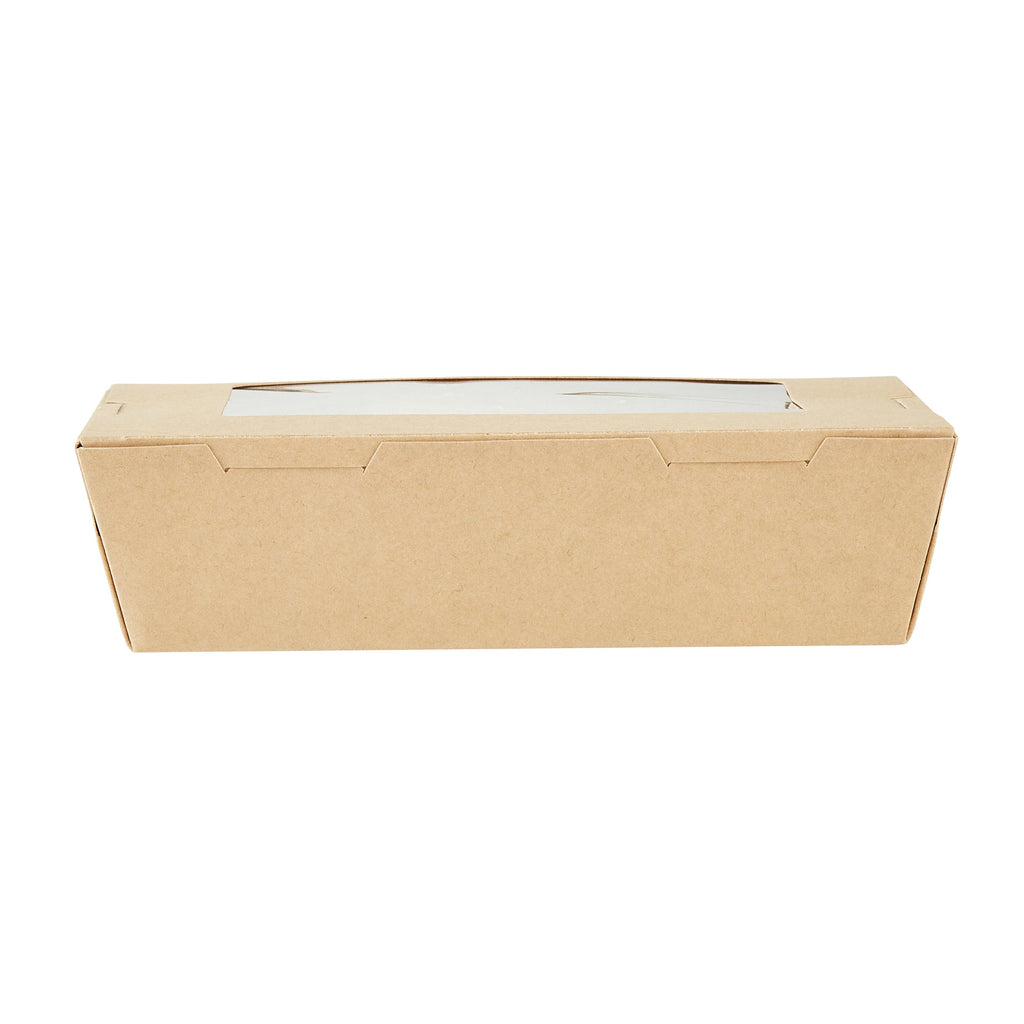 Cafe Vision 42 oz Kraft Paper Medium Take Out Container - Hinge Lock - 8'' x 5 1/2'' x 2'' - 50 count box