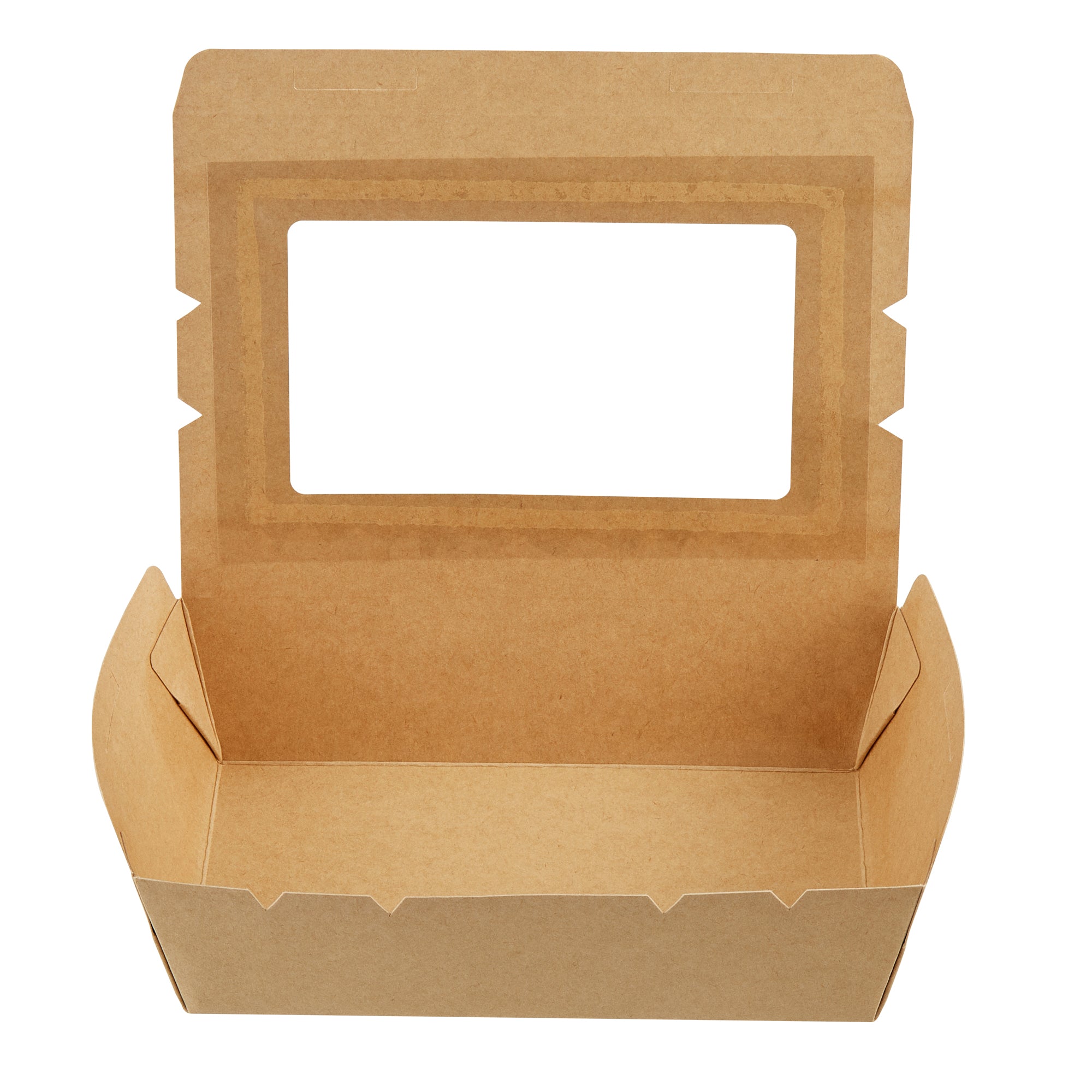 Cafe Vision 42 oz Kraft Paper Medium Take Out Container - Hinge Lock - 8'' x 5 1/2'' x 2'' - 50 count box