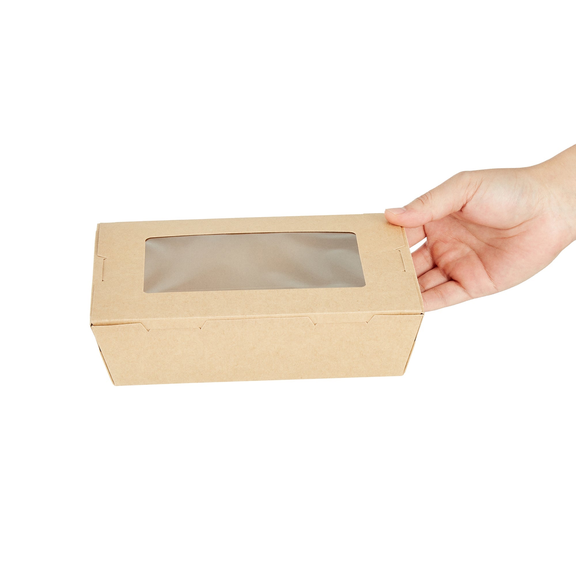 Cafe Vision 42 oz Kraft Paper Medium Take Out Container - Hinge Lock - 8'' x 5 1/2'' x 2'' - 200 count box
