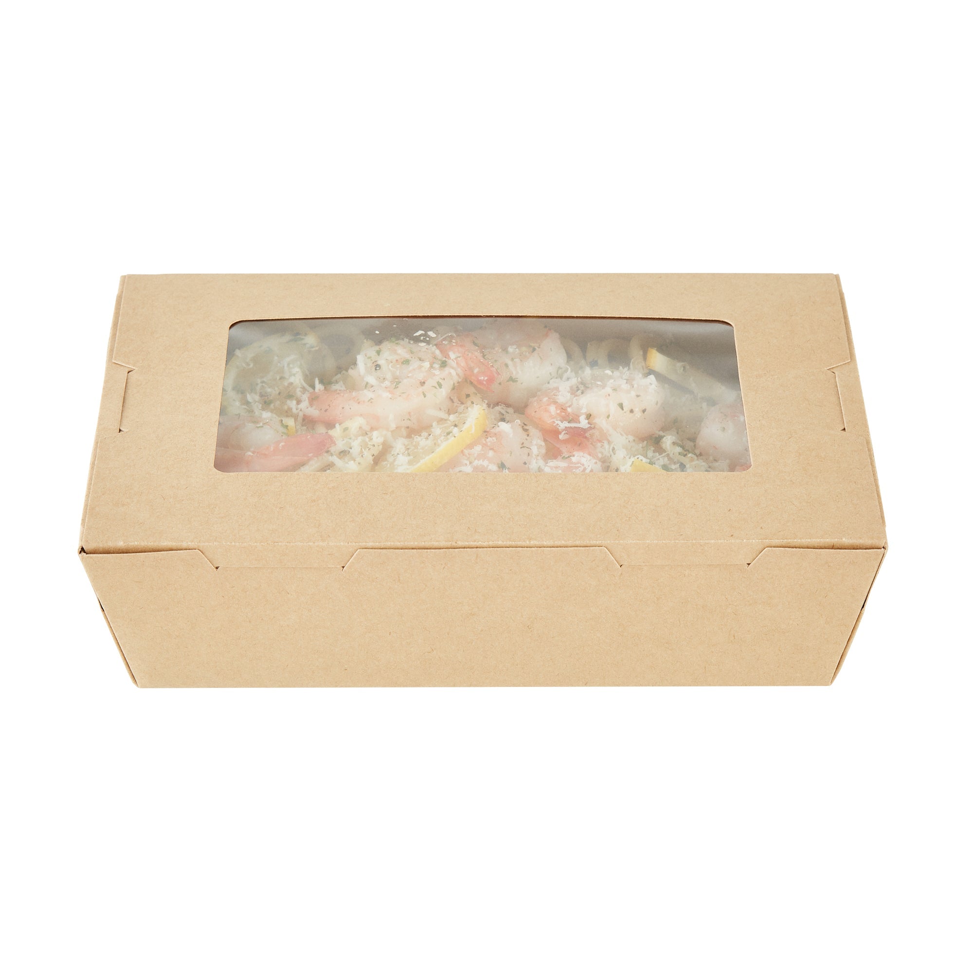 Cafe Vision 42 oz Kraft Paper Medium Take Out Container - Hinge Lock - 8'' x 5 1/2'' x 2'' - 200 count box