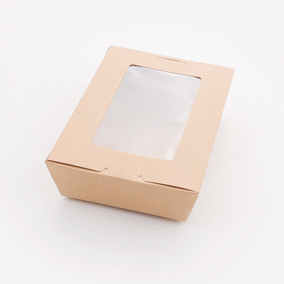 Cafe Vision 42 oz Kraft Paper Medium Take Out Container - Hinge Lock - 8'' x 5 1/2'' x 2'' - 200 count box